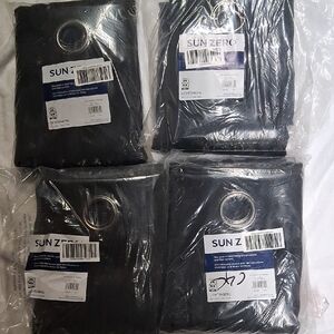 NWT 4 Sun Zero Black 52" x 63 Noise Canceling Thermal Grommet Blackout Curtain
